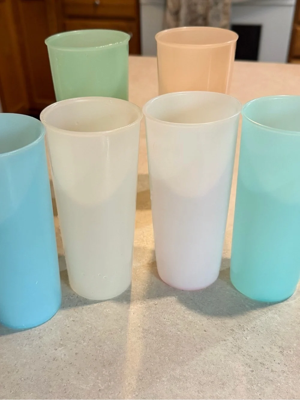 Vintage Tupperware Assorted Pastel Tumbler Set - White, Mint, Peach, Aqua